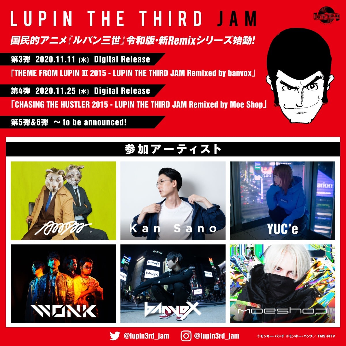 ルパン三世』新Remixシリーズ、banvoxとMoe Shopによるリミックス